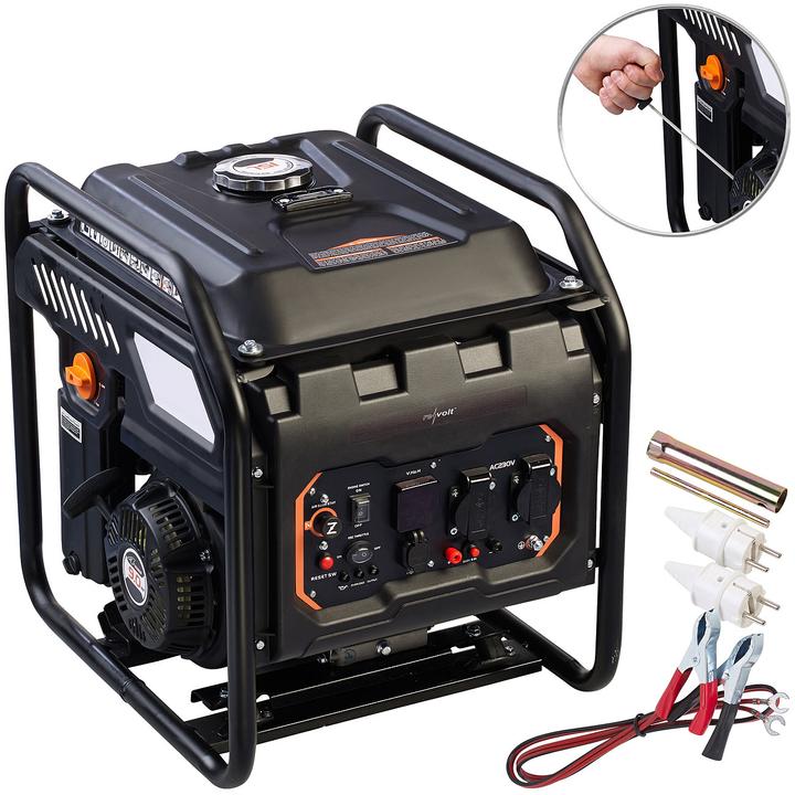 Actual product image Revolt Petrol inverter generator, display, 1x 230V, 1x 12V, 2x USB (15 l)
