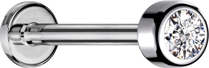 Actual product image Star Piercing Micro Labret internal thread silver cylinder with crystal silver (without brass, Titanium G23)