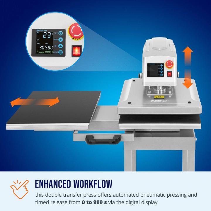 Actual product image MSW Pneumatic Heat Press - double - 40 x 50 cm - with base