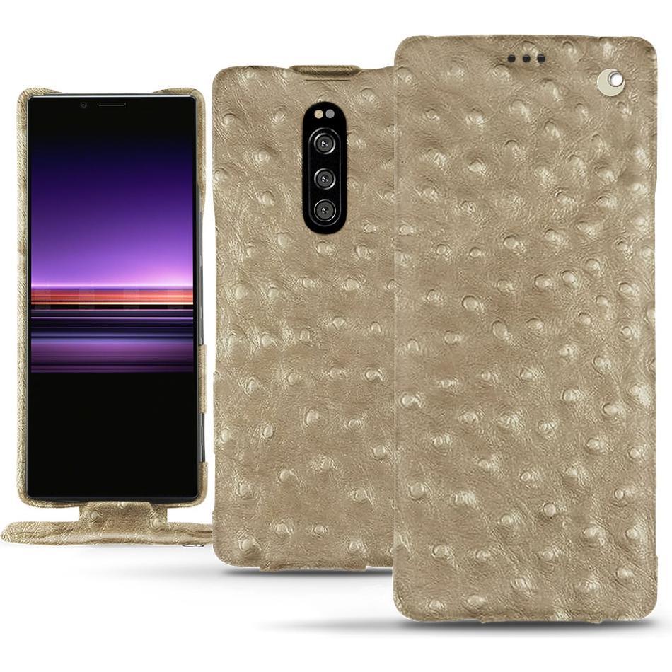 Noreve Lederschutzhülle vertikal (Sony Xperia 1), Smartphone Hülle, Beige