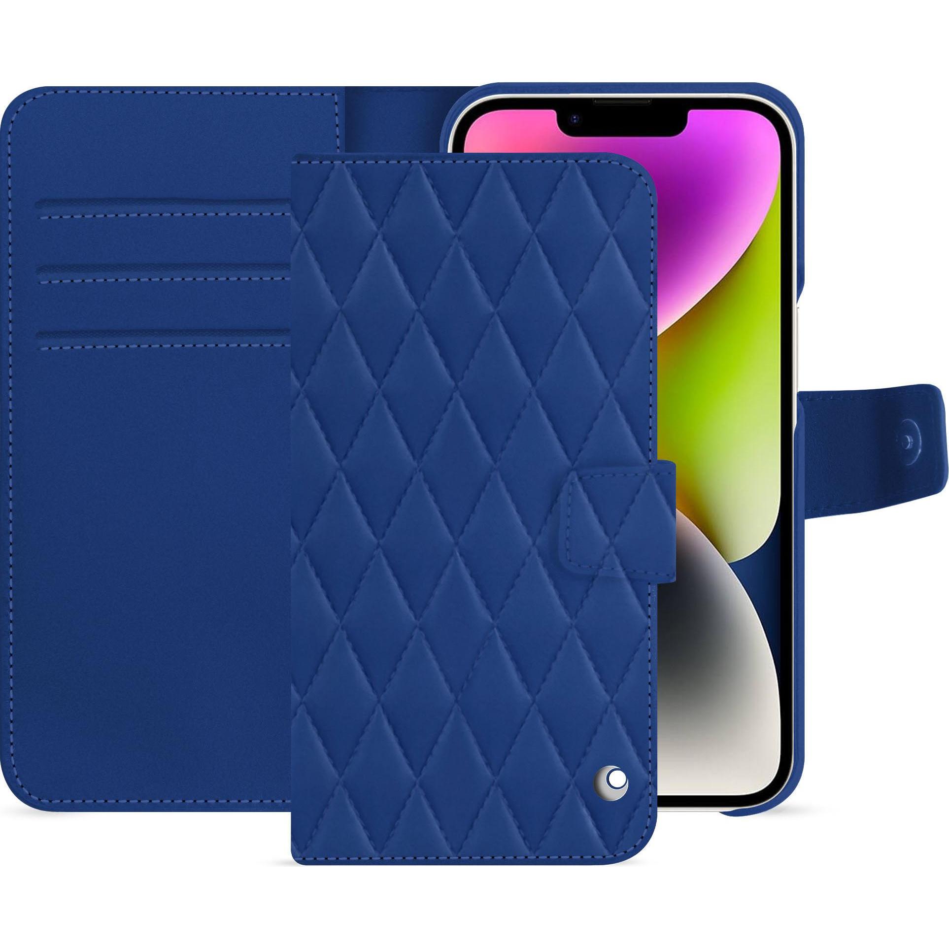 Noreve Lederschutzhülle Apple iPhone 15 Plus (Apple iPhone 15 Plus), Smartphone Hülle, Blau
