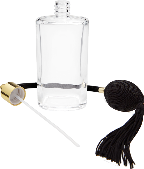 Produktbild Klarglas-Flasche oval, mit Ballpumpe, für 100 ml (100 ml)