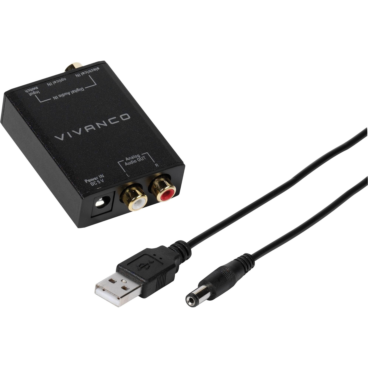 Vivanco Audio Digital-Analog-Wandler (Digital -> Analog), Audio Adapter, Schwarz