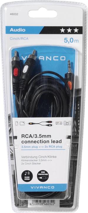 Image du produit Vivanco Câble audio (5 m, Câble AUX, Câbles Cinch)