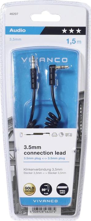 Produktbild Vivanco Spiralkabel (1.50 m, 3.5mm Klinke (AUX))