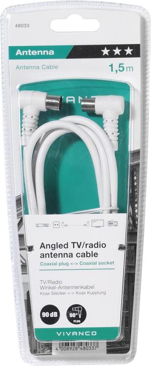 Actual product image Vivanco Coax Angle Plug Angle Coupling (90 dB, Antenna cable)