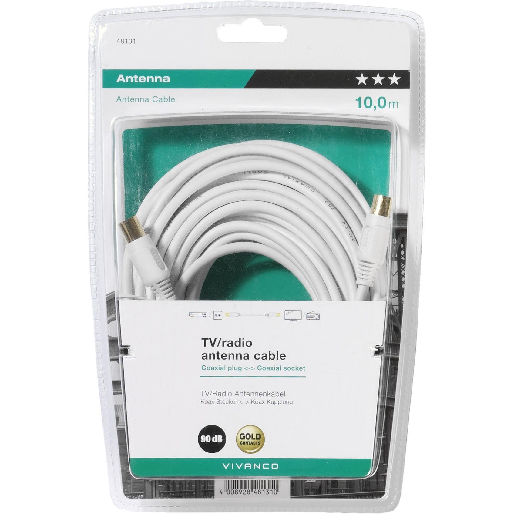 Thumbnail - Vivanco Koaxstecker Koaxkupplung (90 dB, Antennenkabel), Antennenkabel