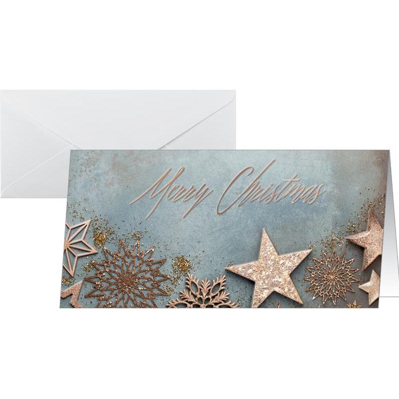 Sigel, Grusskarte + Briefpapier, 10 Weihnachtskarten Glamorous Christmas DIN lang (10 Stk.)