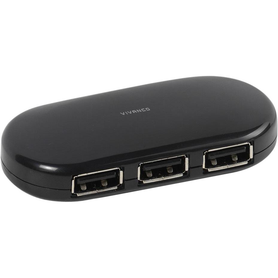 Thumbnail - Vivanco USB 2.0 Hub (USB-A, 4 Ports), Dockingstation + USB Hub, Schwarz