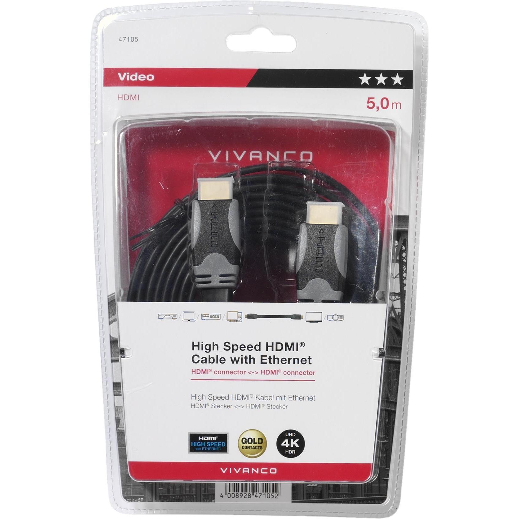 Thumbnail - Vivanco HDMI (Typ A) — HDMI (Typ A) (5 m, HDMI), Video Kabel