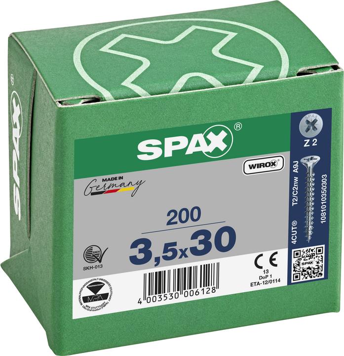 Produktbild Spax Senkmultikopf Kreuzschlitz Z2 Vollgewinde Wirox (200 Schrauben pro Stück)