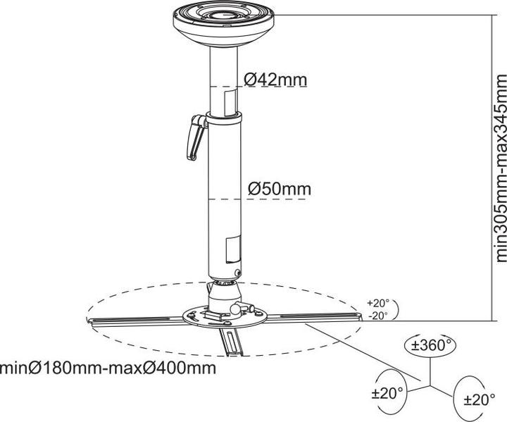 Image du produit Multibrackets M Projector Mount HD 305-345mm (Plafond)