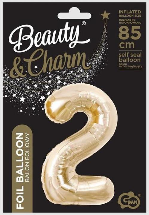 GoDan B&C Folienballon Nummer 2, Champagner, 85 cm (1x)