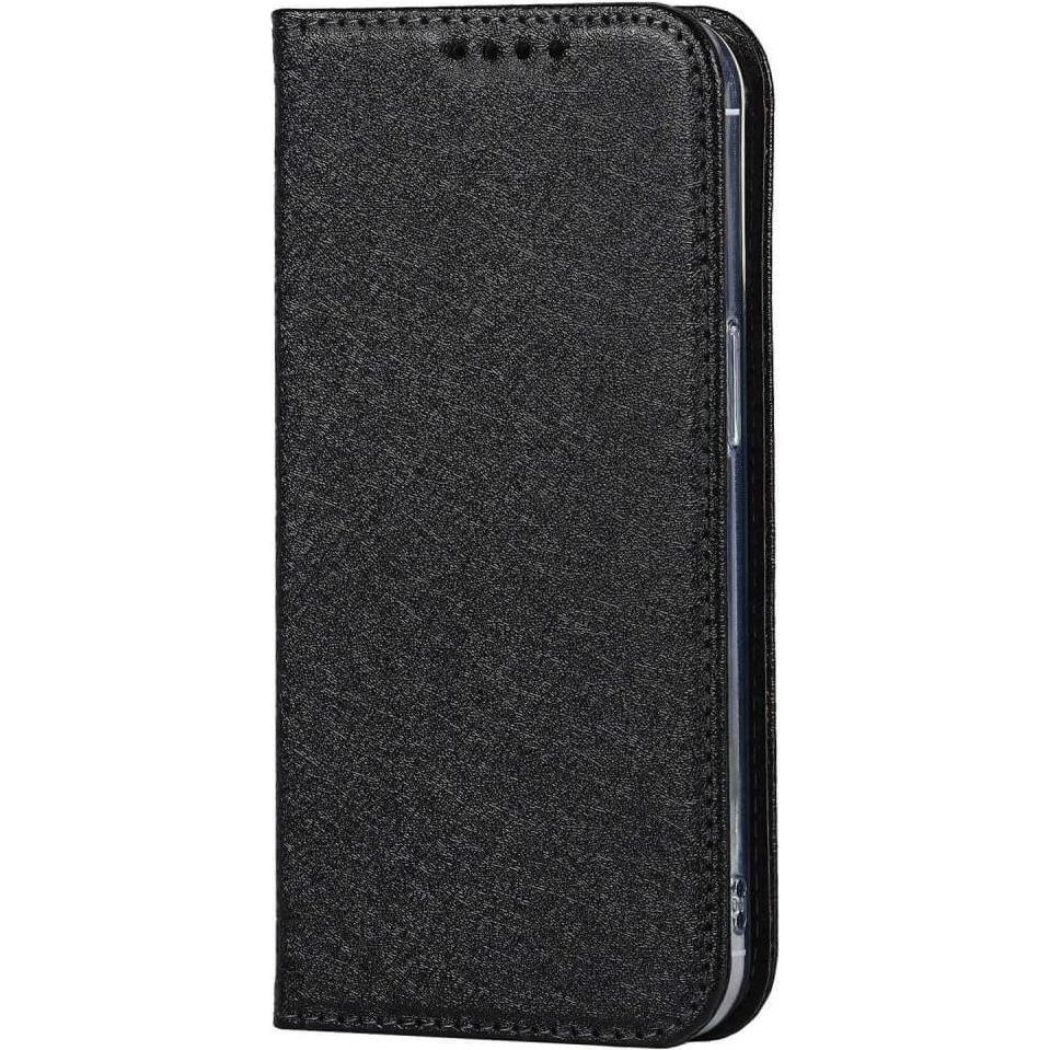Cover-Discount iPhone 14 Pro - Silk Texture Flip Case schwarz (Apple iPhone 14 Pro), Smartphone Hülle, Schwarz