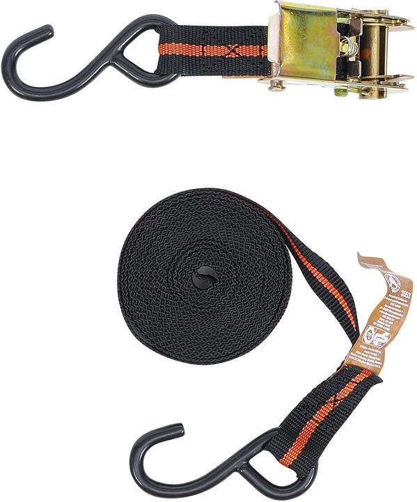 Actual product image BGS Ratchet Tie Down Strap with 2 solid Hooks 5 m x 24 mm