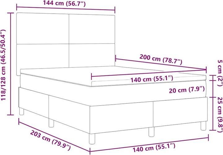 Produktbild vidaXL Boxspringbett (140 x 200 cm)