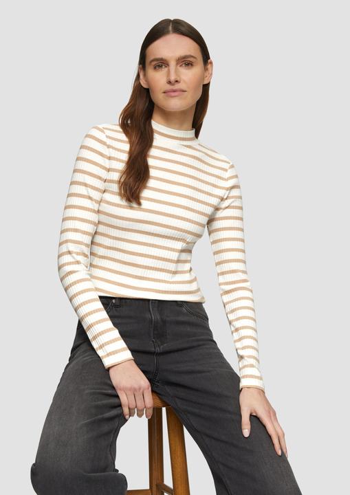 Produktbild S.Oliver T-Shirt Langarmshirt mit Rippstruktur und Stehkragen (46)