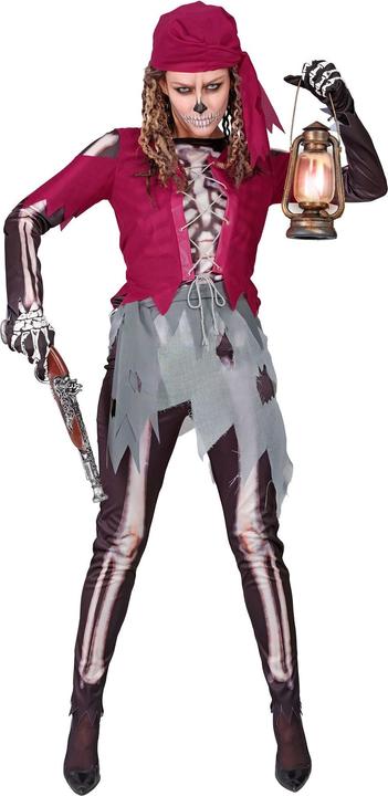 Actual product image Widmann Pirate skeleton ladies' costume shirt with corset and skirt, leggings, headscarf (XL)