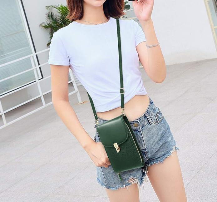 Immagine prodotto Only-Bags.Store Custodia per cellulare in vera pelle, borsa a tracolla, borsa a spalla, 8 scomparti per carte di