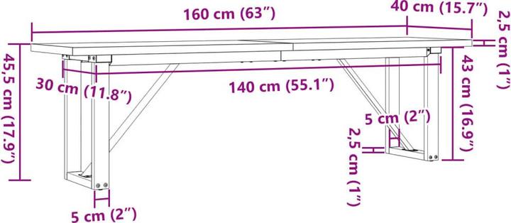 Image du produit vidaXL Couchtisch (160 x 40 x 45.50 cm)