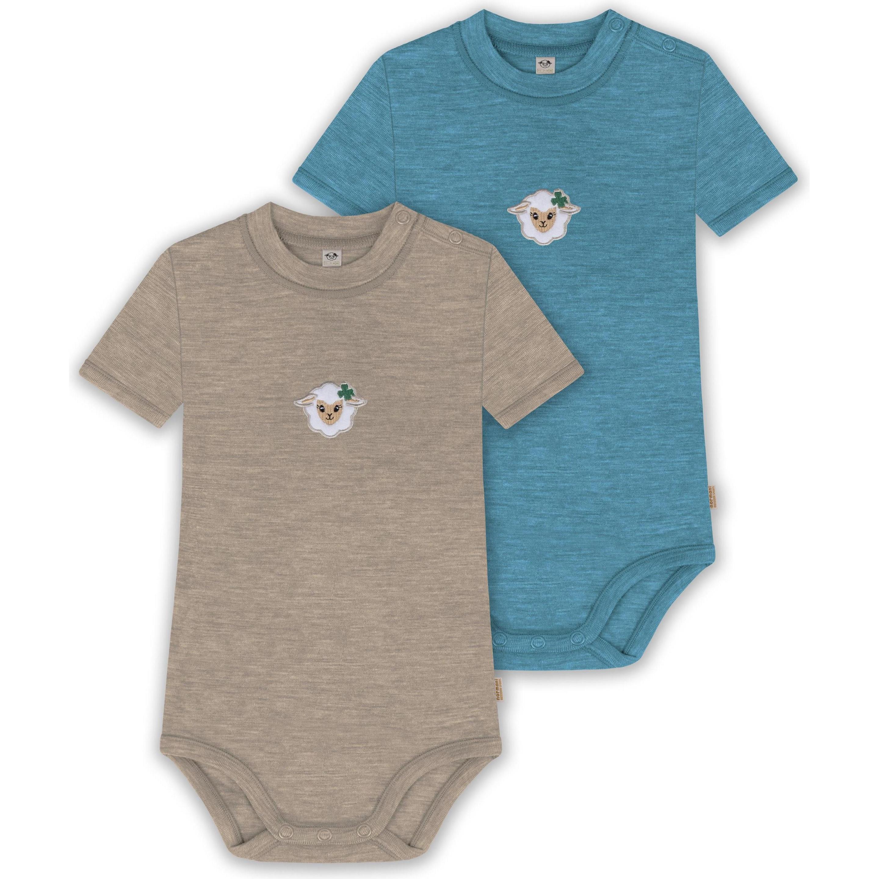 Normani, Herren, Body, 2er Set Baby Merino Kurzarmbody „Tihoi" - 9321, Beige, (74)