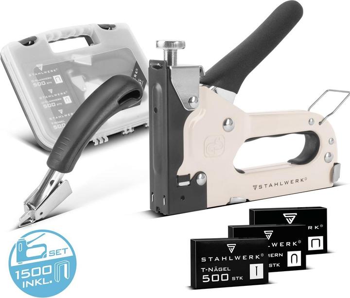 Actual product image Stahlwerk Hand tacker set with staple remover + 1500 staples and nails