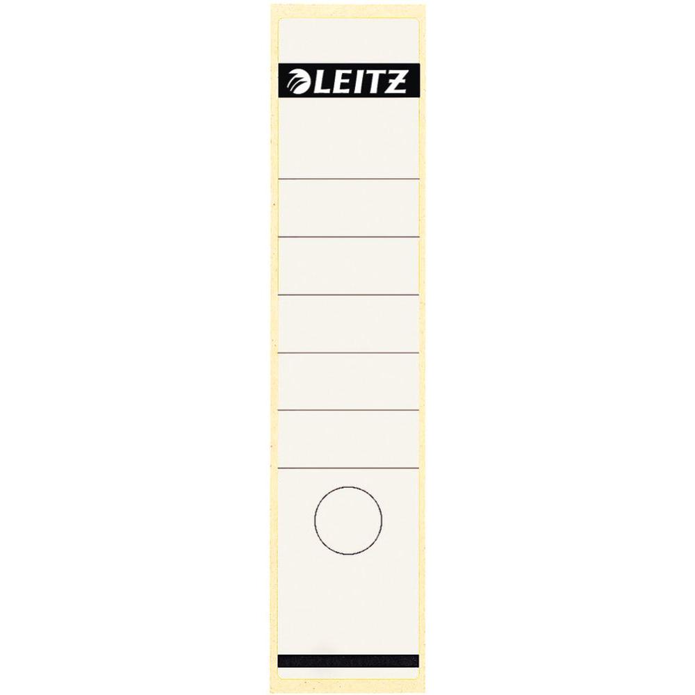 Leitz, Ordner Zubehör, Ordnerrücken-Etikett, 61 x 285 mm, lang, breit, weiss passend für Standard- und Hartpappe