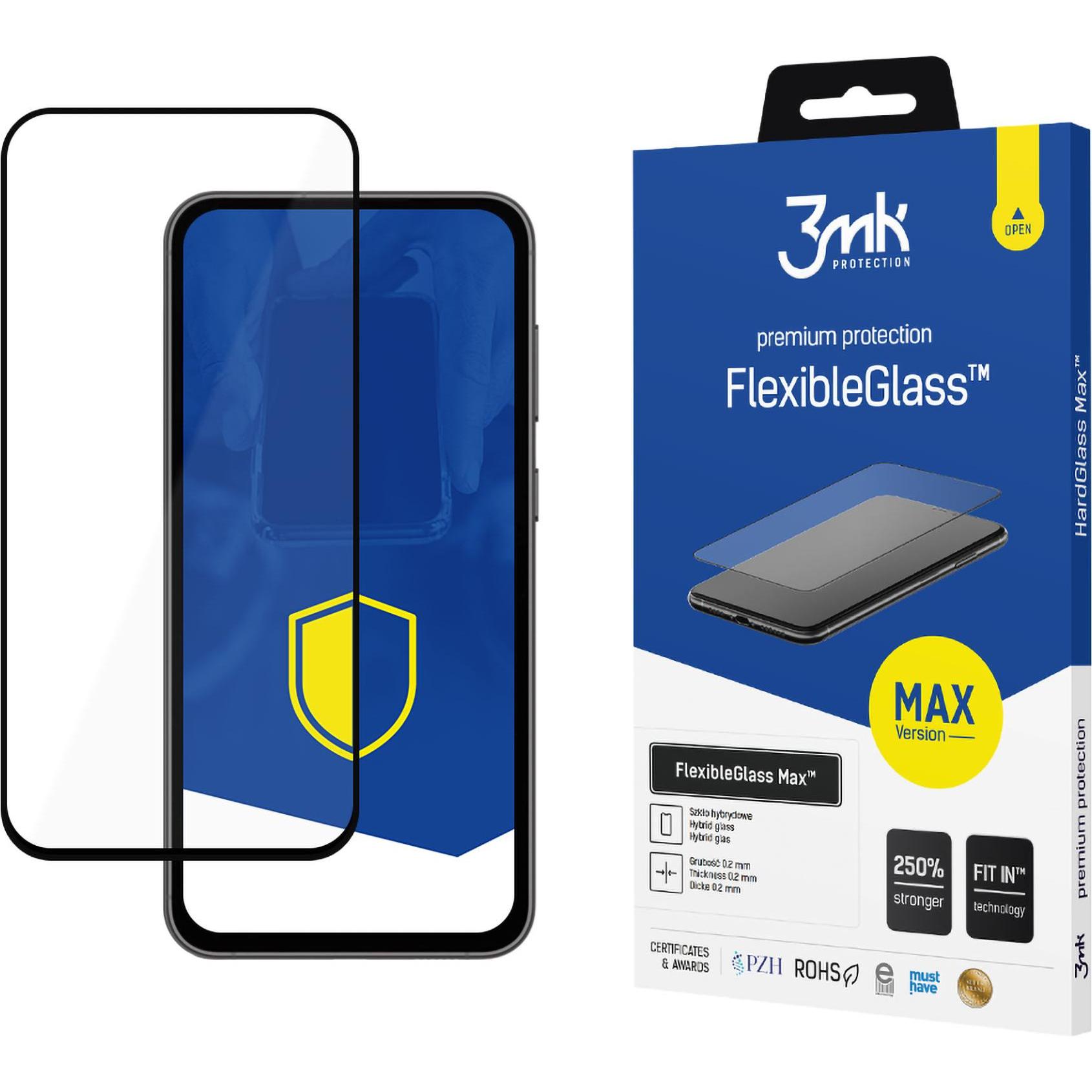 3MK Hybridglas FlexibleGlass Max für Samsung Galaxy S23 FE schwarzer Rahmen (1 Stück, Samsung Galaxy S23 FE), Smartphone...