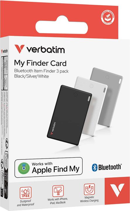 Immagine prodotto Verbatim My Finder Card Bluetooth czarny srebrny biały/nero argento bianco - urządzenie do śledzenia (iOS, Mac OS)