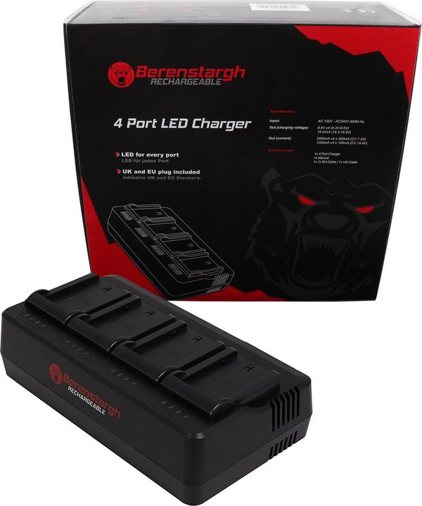 Berenstargh 4-f??h L?d?g?rät NP-FZ100 für Sony A7 III Alpha 7 A7 R III Alpha 9 (Camera battery charger)