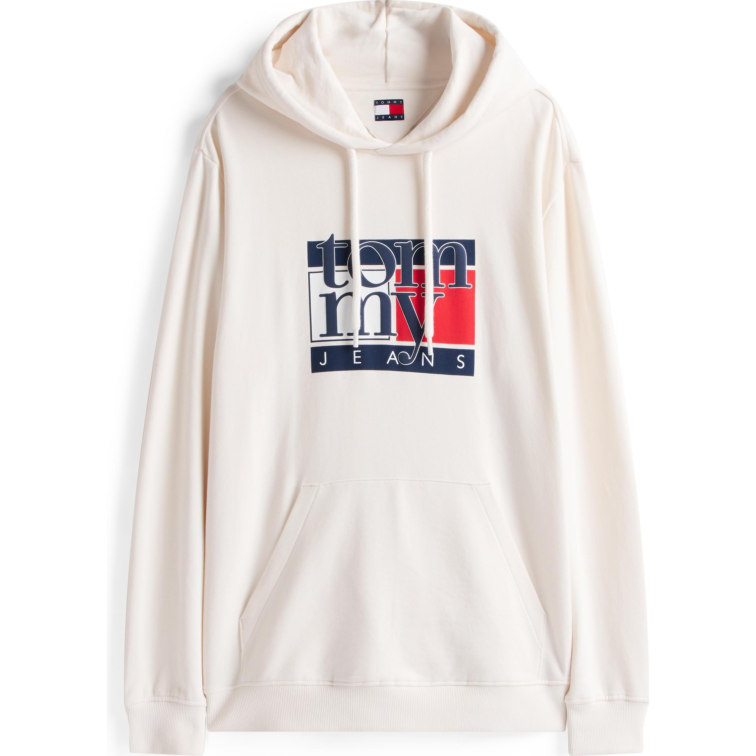 Tommy Jeans, Uomini, Felpa + Maglione, Tjm Reg Rwb Flag Hoodie Ext, Bianco, (XXL)