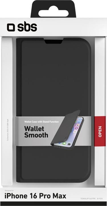 Immagine prodotto SBS Custodia stand a portafoglio in PU per iPhone 16 Pro Max nero (Apple iPhone 16 Pro Max)