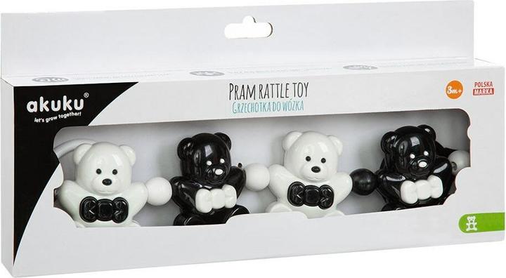 Produktbild Akuku A0468 Teddybär Kinderwagen Rassel Schwarz Und Weiss