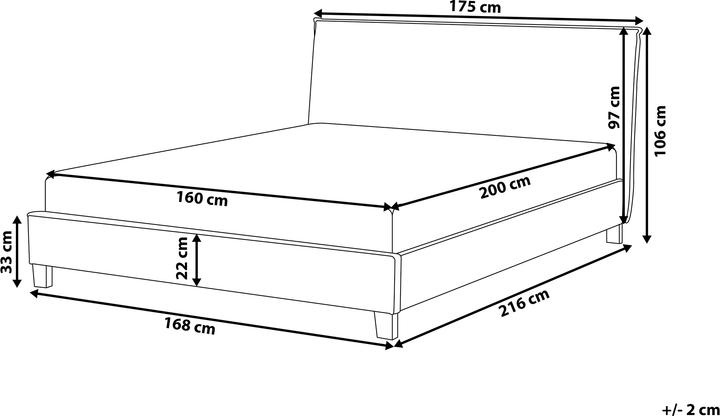 Actual product image Beliani Upholstered bed linen look grey slatted frame 160 x 200 cm SENNEZ (160 x 200 cm)