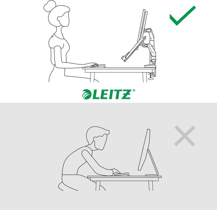 Produktbild Leitz Ergo Platzsparender Dual Monitorarm mit Laptophalterung (Boden, 32")
