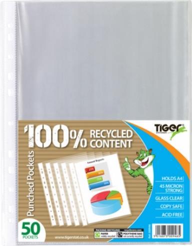 Produktbild Tiger Stationery Gelochte Klarsichthüllen A4 50erPack (A4, 50 x)