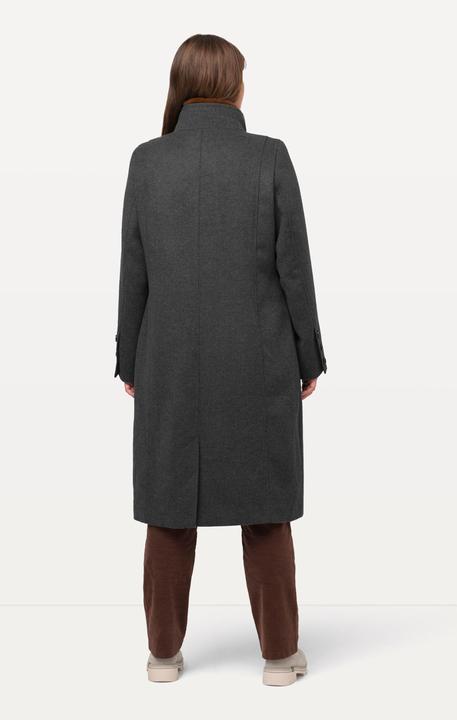 Image du produit Ulla Popken Manteau style tyrolien à col montant et fermeture éclair à double sens, fourrure tissée (56)