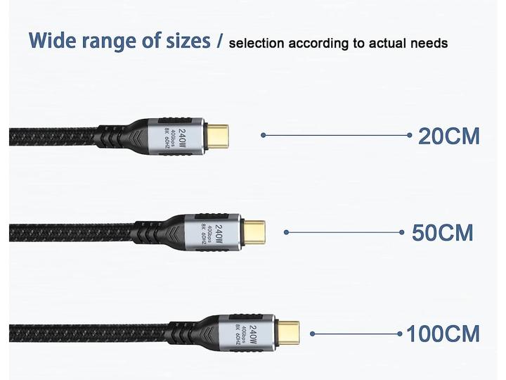 Actual product image PowerGuard USB-C cable USB4 Gen3x2 240W 50cm Data & Charge (0.50 m, USB 4.0)