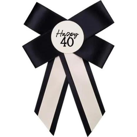 Eurofirany Rosette 40. Geburtstag – Accessoire in Creme-Schwarz