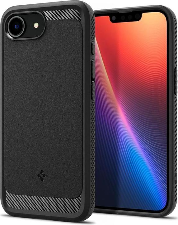 Actual product image Spigen Rugged Armor MagFit TPU Back Cover Schwarz Apple iPhone 16e (Apple iPhone 16e)