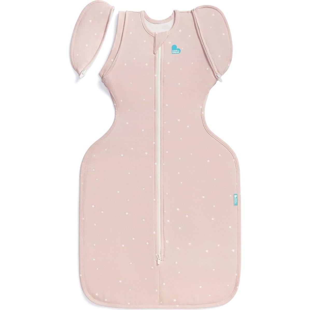 Love To Dream Rosa/Rosa Sacco A Pelo Per Bebè, Sacco Nanna Transizione Swaddle Up (64 Cm, 1.0 Tog, Tutto L'anno)