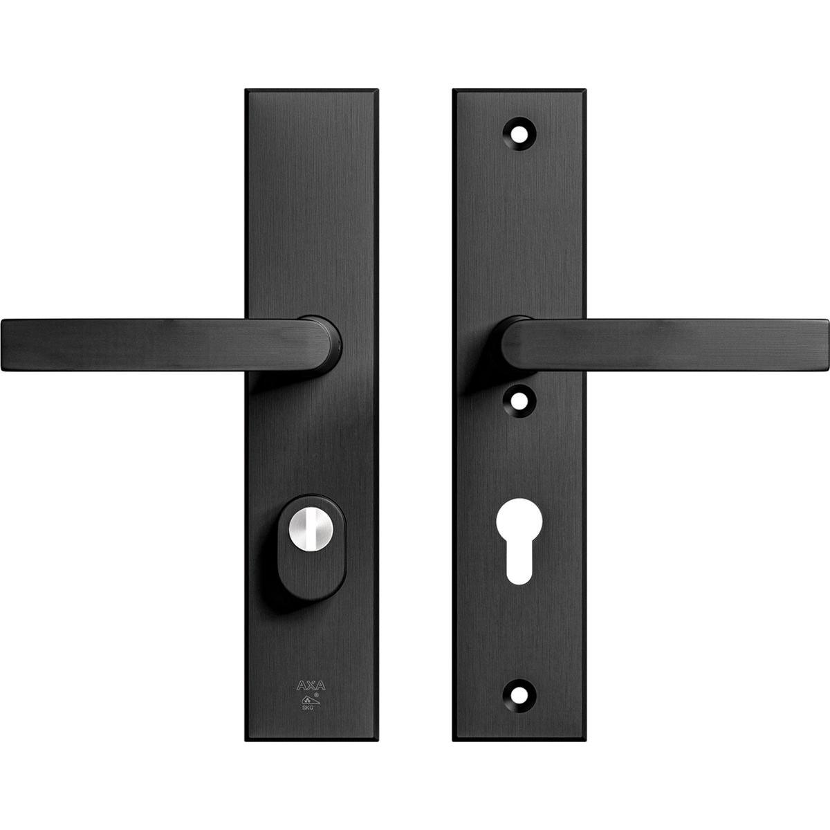 AXA, Maniglia + Guarnizione porte, Veiligheidsbeslag (Edge Plus) Zwart geslepen: Kruk-Kruk (model Blok) PC72 met