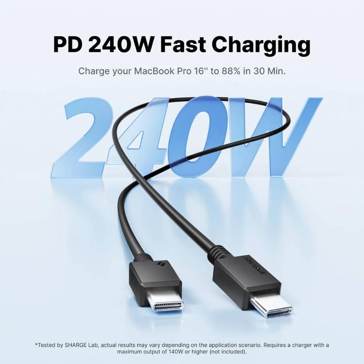 Produktbild Sharge 240W Schnellladekabel 3 m BLA (3 m, USB 2.0, 240 W)