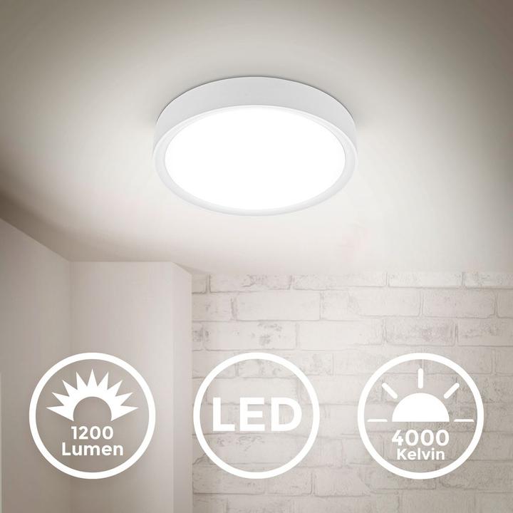 Image du produit B.K.Licht Plafonnier LED, blanc mat, 1xLED platine/12W (1200 lm)