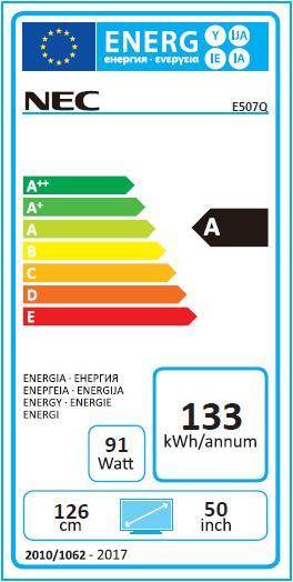 Energie-Label NEC E507Q (3840 x 2160 Pixel, 49.50")
