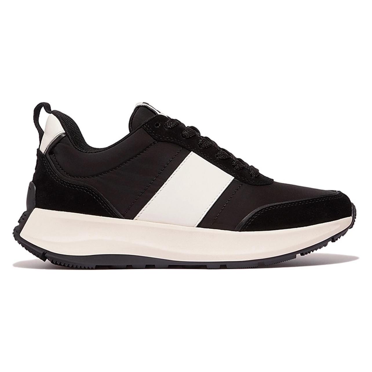 Fitflop, Vrouwen, Sneakers, F-Mode Flow Sneaker - Nylon & Suede Mix -Maat 40 - Zwart, Zwart, (40)