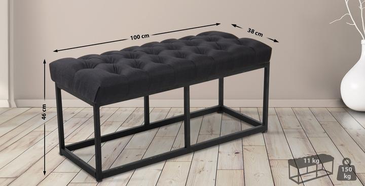 Actual product image Swisshandel24 Bench Amun Fabric Black 100 cm, black (100 cm)