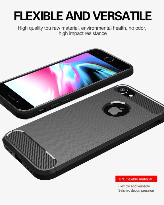 Immagine prodotto Cadorabo TPU Ultra sottile in acciaio inossidabile al carbonio Combi Cover (Apple iPhone 7)