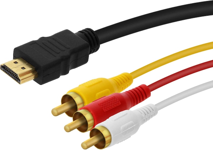 Actual product image LinQ HDMI to 3x RCA male video cable by - Black (1.50 m)