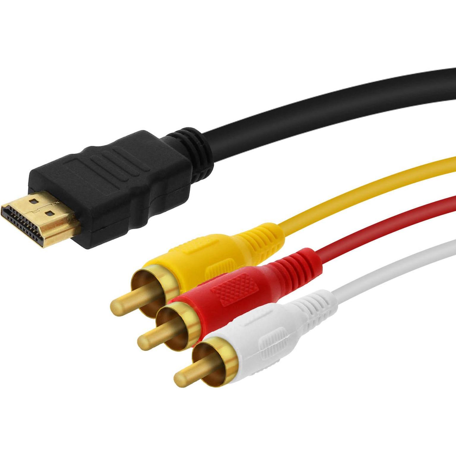 LinQ HDMI auf 3x Cinch-Stecker männlich Videokabel by – Schwarz (1.50 m), Video Kabel